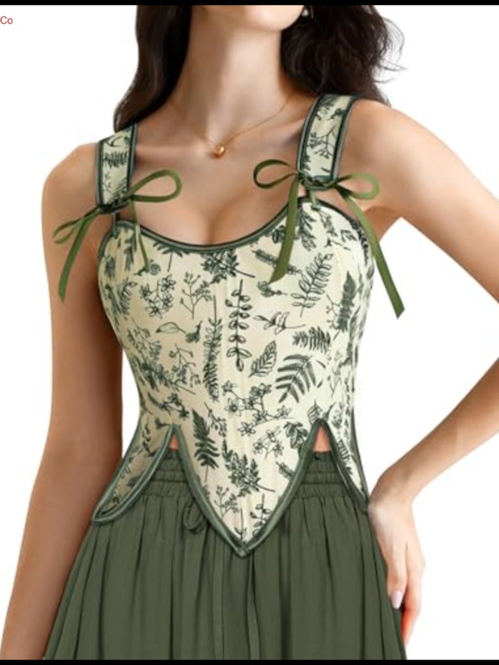 Renaissance Corset Top Floral Boned Bodice Lace Up Bustier Costume - Picture 5 of 6